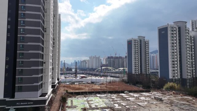 Busan city view, Drone footage, South Korea