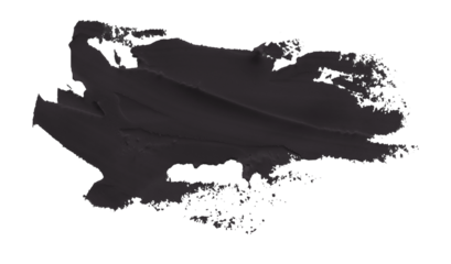 Black clay texture on transparent background.