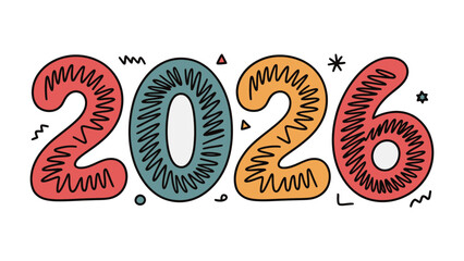 Year 2026: The colorful and vibrant 2026 illustration, symbolizing the anticipation and possibilities of a new year. A festive, playful design with the year's numerals, inviting for a fresh start.