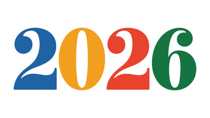 2026 Typography: A vibrant graphic, the numerals 2026 boldly displayed in a modern, colorful typography, ready to represent the future with visual impact.