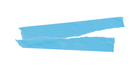 Light blue masking tape, plastic scotch, on a transparent background.