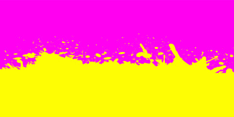 Top Neon colored urban punk background with halftone texture, paint drops and splashes. Bright pink and yellow colored banner design. Pink
