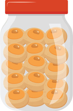 Biskut Mazola Peanut Cookies &ndash; Traditional Malaysian Festive Treat, Flat Vector Food Illustration