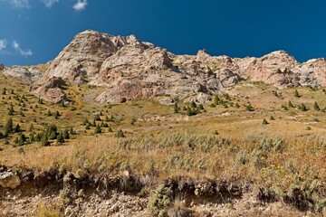 View  landscape in Moldo Too, mountain range in the Inner Tian Shan. Naryn region. Kyrgyzstan. Asia.