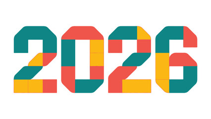 Colorful 2026: An eye-catching graphic highlighting the year 2026, composed of vibrant, geometric shapes, a symbol of future prospects.