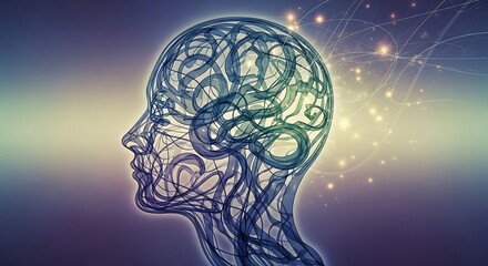 Obraz premium Abstract visualization of human brain and neural network connections.