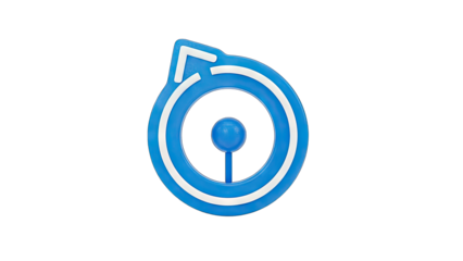 Abstract Blue Icon with Arrow and Circle on White