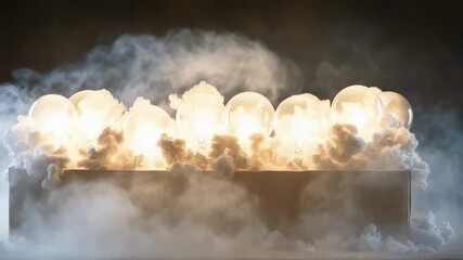 Cardboard box emitting dense white fog, likely from dry ice.