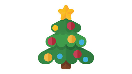 Festive Cheer: A vibrantly decorated Christmas tree, aglow with ornaments and crowned by a radiant star, embodies the spirit of holiday celebration and the joy of togetherness.