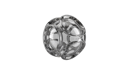 Abstract Glass Sphere with Rings on White Background