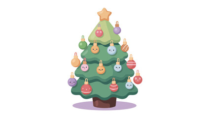 Festive Spruce: A charming Christmas tree, adorned with cheerful ornaments, stands tall, symbolizing joy and the spirit of the season.