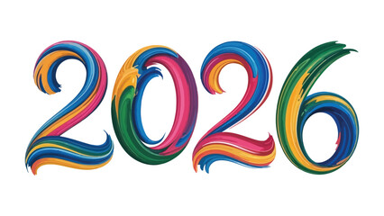 Vibrant 2026: A colorful display, numbers forming the year 2026, creating a visually striking representation, perfect for modern design and conceptual projects.