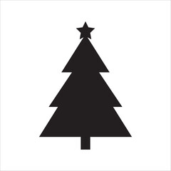 Fototapeta premium Christmas tree icon, isolated Christmas fir symbol, graphic design template, vector illustration, white background