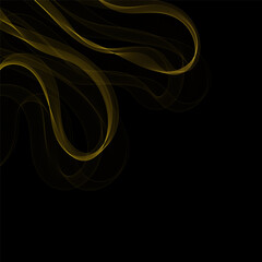 Gold Smoky abstract wave on a black background. Vector design element. Eps 10