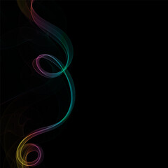 Color wave on a black background. Abstract vector pattern. Eps 10
