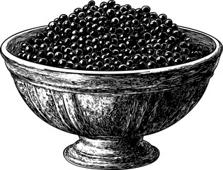 Detailed illustration of a bowl filled with caviar