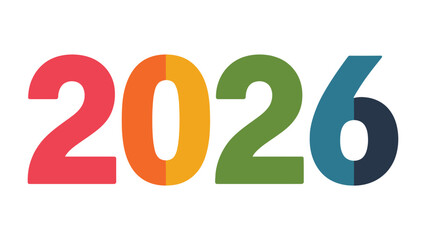 Year 2026: A vibrant and colorful display of the year 2026, depicted in bold, modern typography, ready for future concepts.