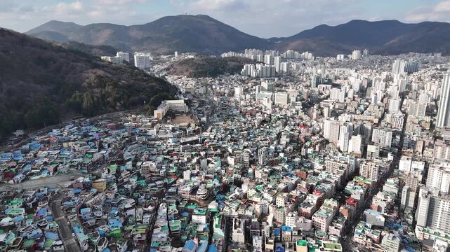 Busan city view, Drone footage, South Korea