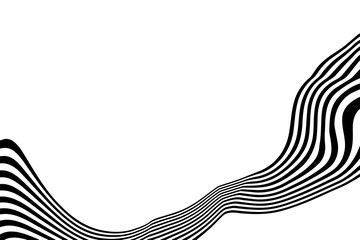 Monochrome sound wave. Minimalist graphic design with dynamic curves and contrast. Eps 10