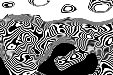 Geometric liquid minimalism. Abstract backdrop with a simple black and white wavy design. Eps 10