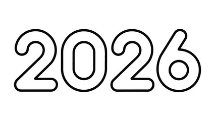 2026 Typography: A simple yet impactful typographic composition showcases the year 2026, ideal for design templates, presentations, and conceptual themes. 