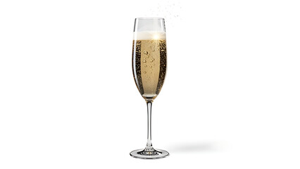 elegant champagne glass filled with sparkling golden bubbles isolated on white background perfect for celebration party themes festive holiday events luxury drink concepts and special occasions