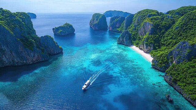 thailand phuket islands scenic ocean and mountain aerial drone shot video