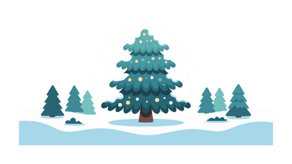 Obraz premium Winter Wonderland with Christmas Tree: Capturing the festive season with a delightful Christmas tree in a snowy landscape.