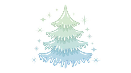 Winter Fir Elegance: A delicate illustration showcases a snow-kissed fir tree, surrounded by shimmering stars, conveying the serenity of winter's embrace.