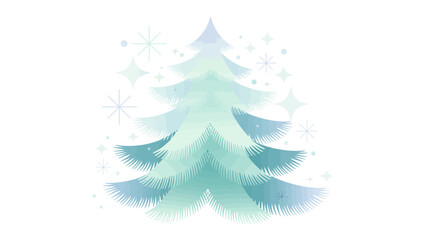 Winter Pine: A serene depiction of a frosted pine tree, adorned with delicate star-shaped embellishments, evokes a sense of winter's peace and nature's quiet beauty.