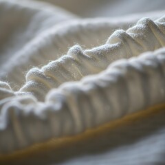 Macro Close-Up: Revealing Intricate Organic Fabric Textures, Delicate Gentle Creases, and a Harmonious Dance of Vivid Shadows with Subtle Light