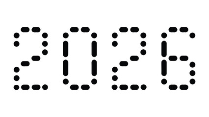Digital 2026: A minimalist representation of the year 2026 in a digital font, conveying a sense of futuristic time and technological advancement. 