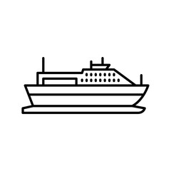 Obraz premium Cargo ship outline icon. vessel black line illustration.