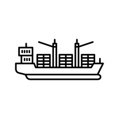 Naklejka premium Cargo ship outline icon. Cargo ship black line illustration.
