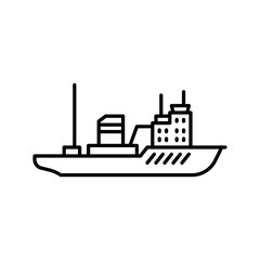 Obraz premium Icebreaker ship outline icon. Icebreaker ship black line illustration.