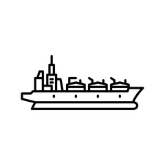 Obraz premium Gas tanker ship outline icon. tanker ship black line illustration.
