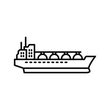 LNG ship outline icon. tanker ship black line illustration.
