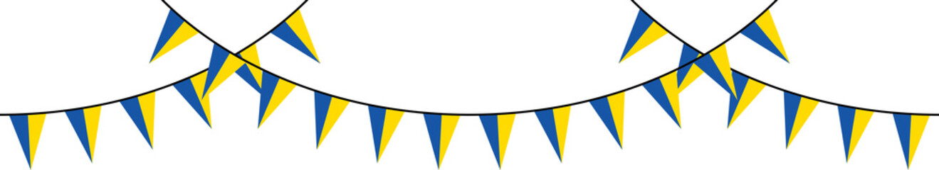 Seamless flag of Ukraine party bunting border. Flat design illustration.	
