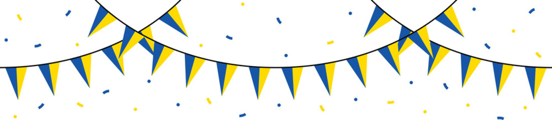 Seamless flag of Ukraine party bunting border. Flat design illustration.	

