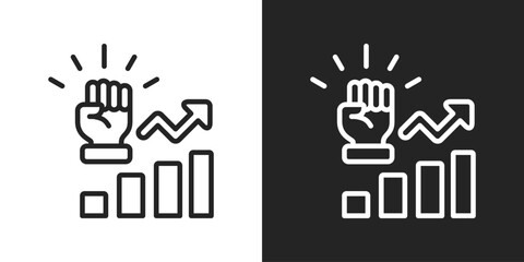 Efficiency Icon In Black And White Line Style