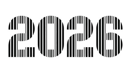 Fototapeta premium Encoded Year: A modern graphic of the year 2026, creatively formed with vertical lines, symbolizing the anticipation and technological advancement of the future.