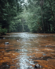 brown river, flowing river, dense forest, forest landscape, river scenery, nature view, woodland river, tranquil water, forest stream, natural environment, river through trees, wilderness, river 
