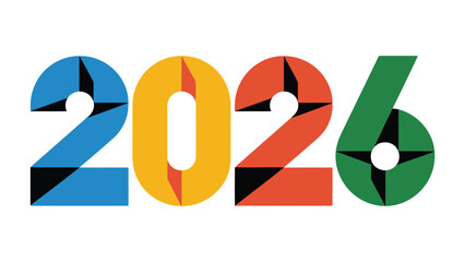 Vision for the Future: A vibrant and modern graphic showcasing the year 2026, composed of striking colors and geometric shapes, representing forward-thinking innovation and design.