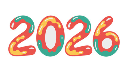 Vibrant Year 2026: A playful and colorful digital illustration displays the number 2026, showcasing a lively and appealing design, with unique aesthetic