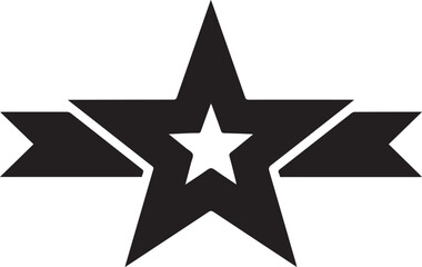 Obraz premium Bold black star emblem with ribbon accents