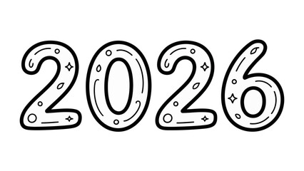 2026: A visual representation of the year 2026, depicted in a modern, stylized manner. The digits are designed with decorative elements.