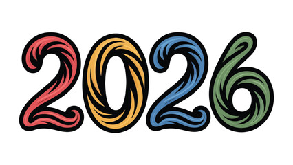 Emblem of the Future: The year 2026, vividly rendered in a kaleidoscope of colors, stands as a vibrant beacon of anticipation and innovation. Symbolizing progress and time. 