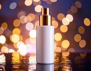 Luxury cosmetic Bottle package skin care cream, Beauty cosmetic product poster, with Bokeh background