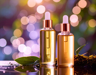 Luxury cosmetic Bottle package skin care cream, Beauty cosmetic product poster, with Bokeh background