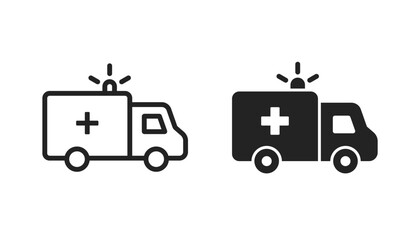 Ambulance icons set. Medical car icon. Ambulance car icon. Emergency medical vehicle symbol